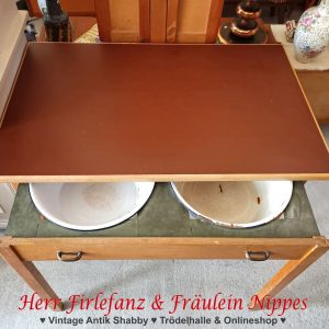 vintage midcentury esstisch küchentisch tisch mit ausziehbaren waschschüsseln aus holz (2)