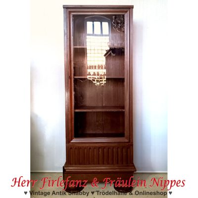 Antiker Vitrinenschrank aus dunkel furniertem Holz mit Glastür – 100 €